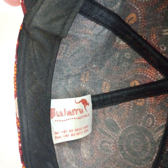 Bulurru Australian Hat 6 Panel Brown Aboriginal Art Water Hole Dreaming Cap - Picture 5 of 8